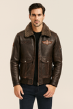 Bomber Corsair - Veste Aviateur en Cuir Col Mouton