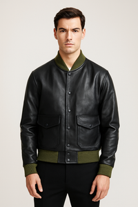 Bomber Hurricane - Blouson Aviateur Noire Boutons Pression