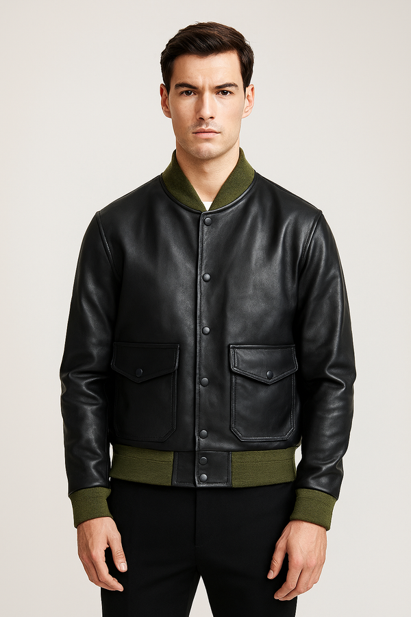 Bomber Hurricane - Blouson Aviateur Noire Boutons Pression