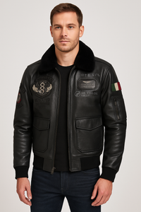 Bomber RescueTeam - Veste Aviateur Noir pour Homme