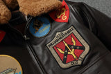 Bomber Militaire Skyraider - Veste en Cuir avec Écussons de Pilote