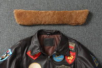 Bomber Militaire Skyraider - Veste en Cuir avec Écussons de Pilote