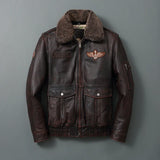 Bomber Corsair - Veste Aviateur en Cuir Col Mouton