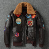 Bomber Militaire Skyraider - Veste en Cuir avec Écussons de Pilote