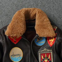 Bomber Militaire Skyraider - Veste en Cuir avec Écussons de Pilote