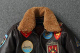 Bomber Militaire Skyraider - Veste en Cuir avec Écussons de Pilote