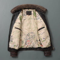 Bomber Corsair - Veste Aviateur en Cuir Col Mouton