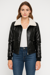 Blouson Aviateur pour Femme à Col Fourrure