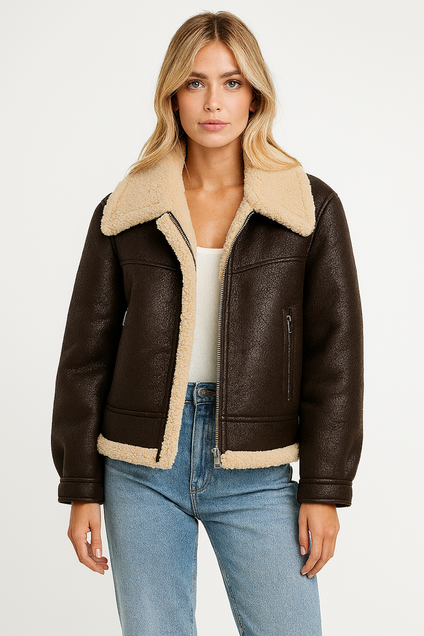 Veste Aviateur Femme Marron